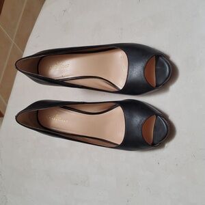 Cole Haan Black Leather Open Toe Heels - Size 8B